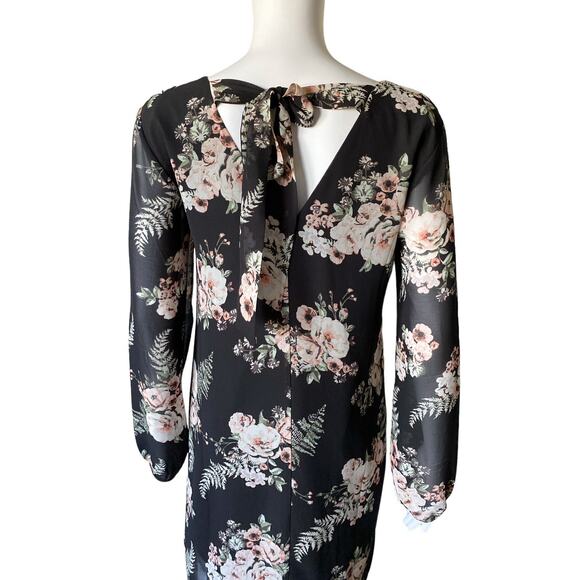 BCBGeneration Womens Size XS Long Sleeve Pleated V Neck Tunic Shift Mini Dress - Picture 9 of 11